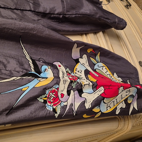 Ed Hardy "Love Kills Slowly" Nylon Parachute Pants - Picture 7 of 13